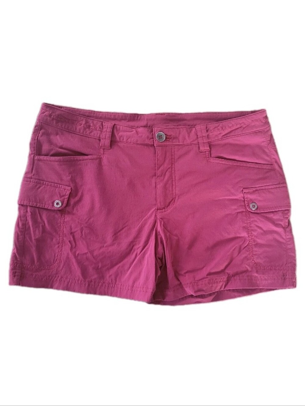 Eddie Bauer Women's Maroon Cargo Hiking Shorts Nylon Stretch Size 12 Gorpcore L